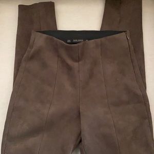 Brown faux suede Zara pants